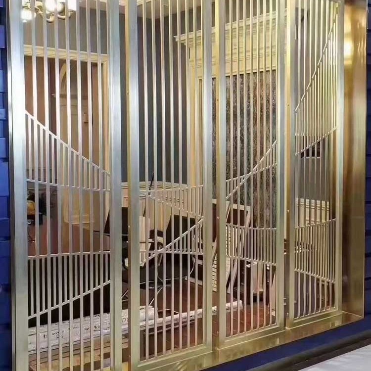 現(xiàn)代入戶屏風隔斷鐵藝不銹鋼長虹鋼化玻璃客廳簡約輕奢玄關(guān)家用